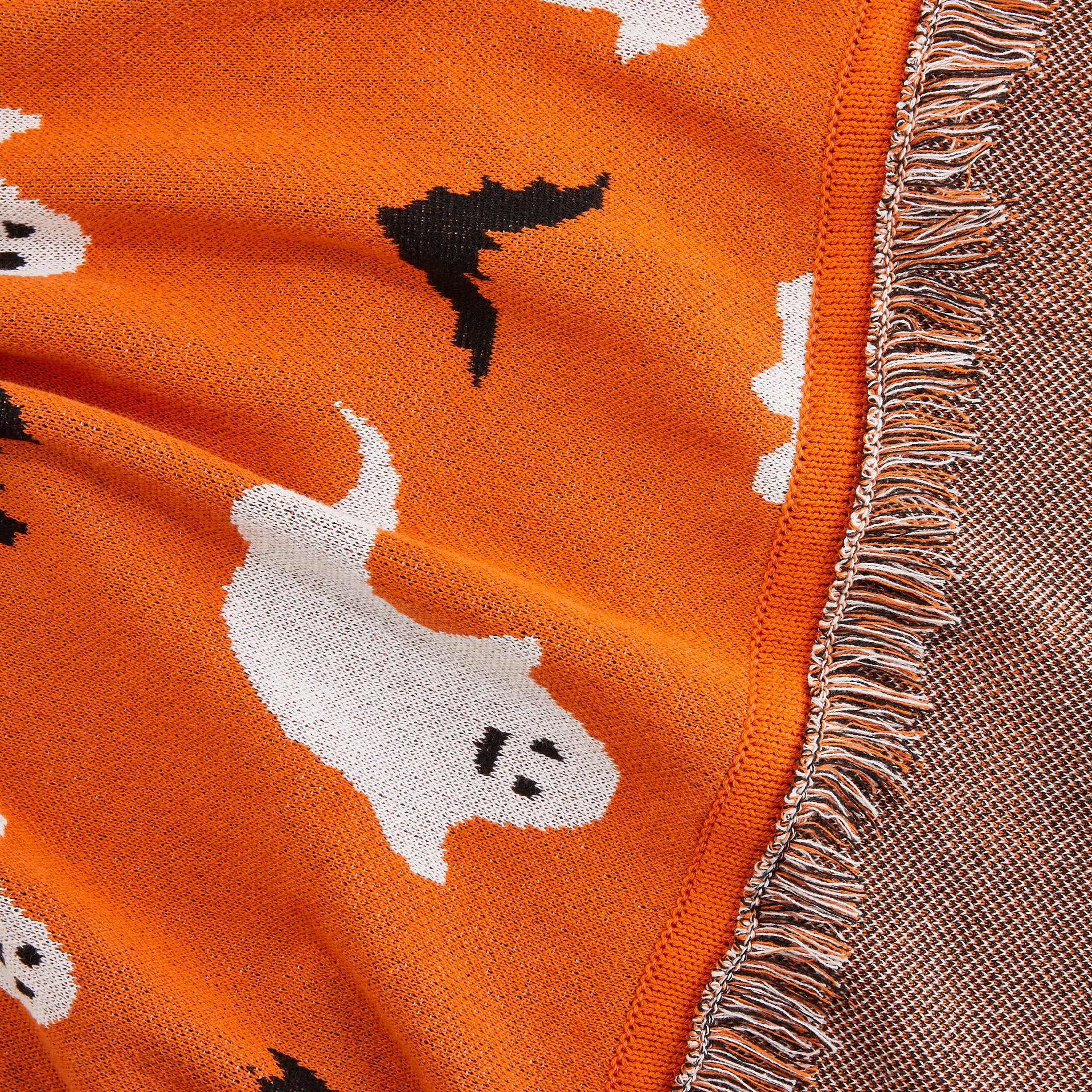 Way to Celebrate Halloween Soft Touch Multicolour Ghosts Jacquard Knitted Tapestry Throw
