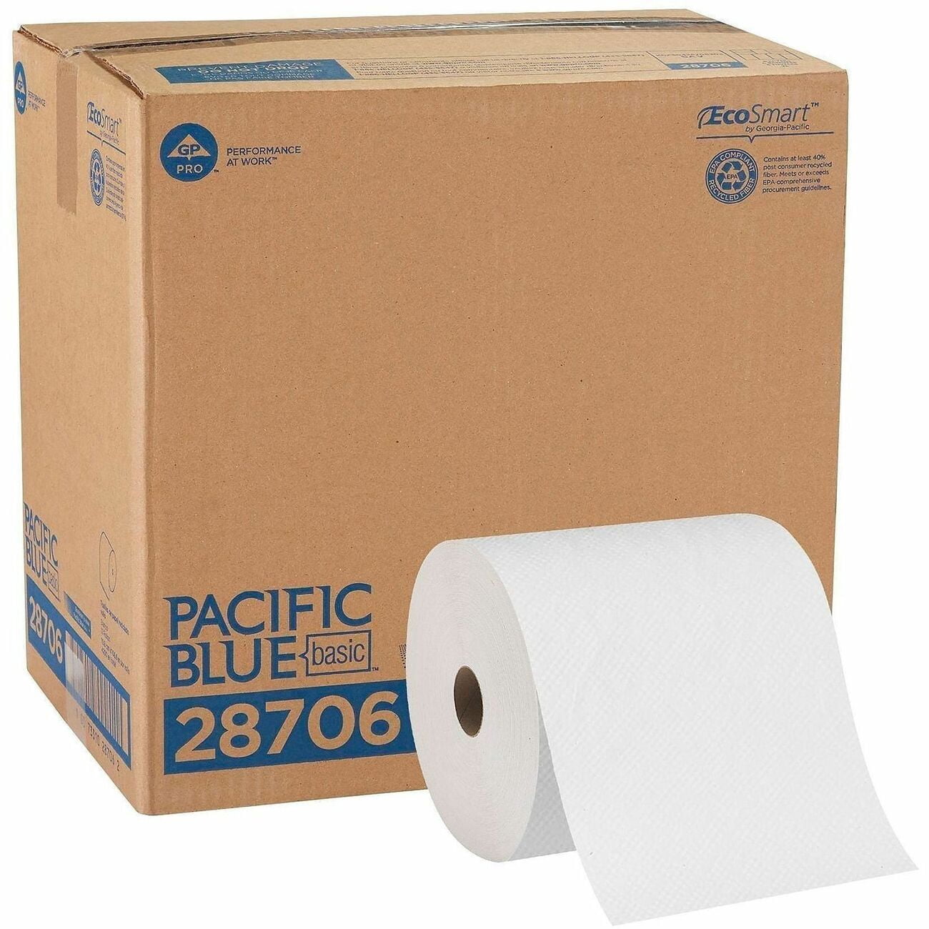 Pacific Blue Basic® Paper Towel Roll by GP PRO (Georgia-Pacific), White, 28706, 350 Feet Per Roll, 12 Rolls Per Case