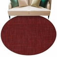 thumbnail image 2 of Dark Red 7ft Round Rug, Farmhouse Burlap Solid Red Color Modern Linen Texture Non-Skid Rubber Backing Large Area Rugs - Living Room Bedroom Home Office, Indoor Floor Mat Carpets Washable Rug, 2 of 9