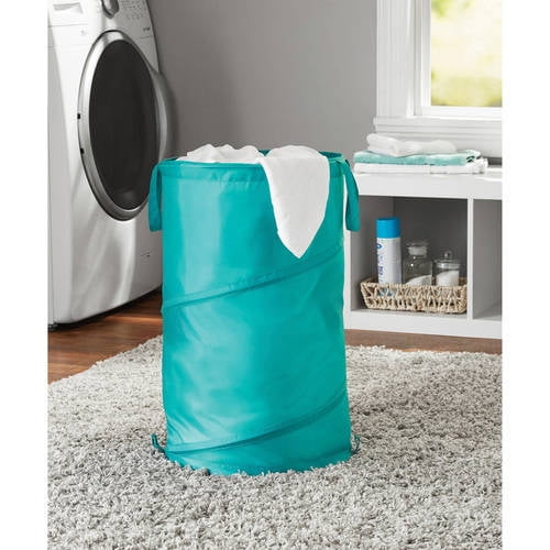 Mainstays Popup Spiral Polyester Laundry Hamper, Teal