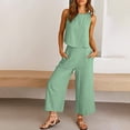 thumbnail image 4 of Bjutir Women Suit Fashion Comfortable Vest With Long Pants Solid Color Top Set Outfit Mint Green, 4 of 8