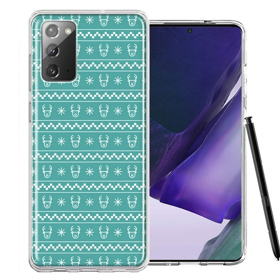 MUNDAZE For Samsung Galaxy Note 20 Teal Christmas Reindeer Pattern Design Double Layer Phone Case Cover