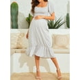 thumbnail image 4 of xiaxaixu Femme Enceinte Robe Florale à Col Carré Robe en Mousseline de Soie à Manches Courtes Robe Midi Été Robe de Maternité Décontractée, 4 of 8