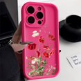 thumbnail image 3 of Fundas de silicona líquida para iPhone 15 Pro Max Funda iPhone 13 11 12 14 16 Pro XS X XR 7 8 Plus S 2020 2022 Funda a prueba de golpes con flores, 3 of 5