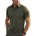 thumbnail image 2 of Havenx Polo Shirts for Men Short Sleeve Button Down Polo Shirts with Pockets Collared Shirts Athletic Golf Summer Ultra Comfortable Clothes,Camouflage Green L, 2 of 5