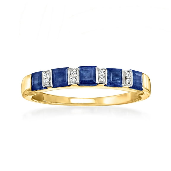Ross-Simons 1.30 ct. t.w. Sapphire Ring With Diamond Accents in 18kt Gold Over Sterling, Women's, Adult