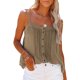 thumbnail image 1 of Camiseta sin mangas para mujer, camiseta sin mangas informal con tirantes finos y botones en la parte delantera, sin espalda, color caqui M, 1 of 5