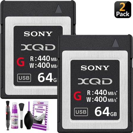 Sony Professional XQD G Series 64GB Memory Card (QDG64E/J) (2-Pack) + Bonus Camera Cleaning Kit