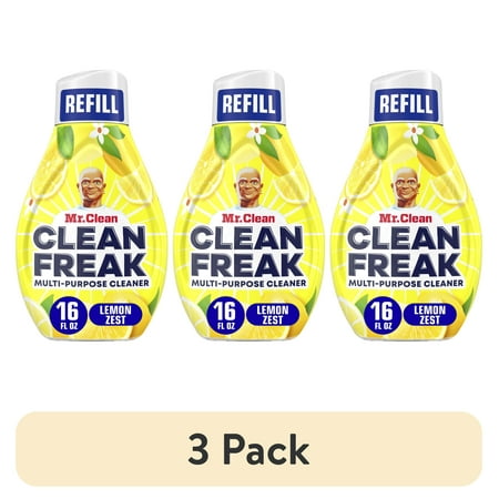 (3 pack) Mr. Clean Clean Freak All Purpose Cleaner Spray, Multi-Surface Cleaning, Lemon, Refill, 16 fl oz