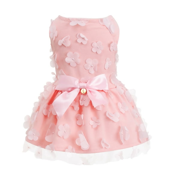Laifug Dog Dress Puppy Print Princess Dog Dress Cute Party Wear (Pink, S)