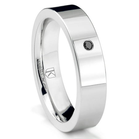 Titanium Kay Cobalt Xf Chrome 6MM Solitaire Black Diamond High Polish Pipe Cut Comfort Fit Wedding Band Ring Sz 10.0