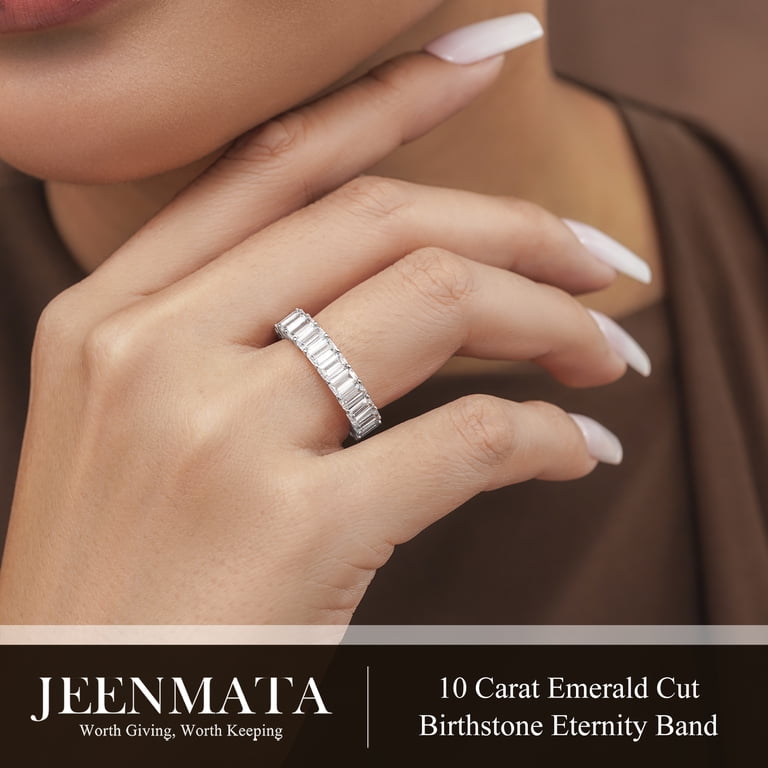 JeenMata Stackable Emerald Cut Eternity Wedding Band photo 4