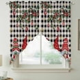 thumbnail image 2 of Plaid Gnomes Christmas Swag Curtains for Kitchen/Bedroom/Living Room, Xmas Ball Gifts Snowflake Scalloped Curtains 63 Inch Long, Rod Pocket Window Swag Topper Curtains Valances 2 Panels Set 36"x63", 2 of 8