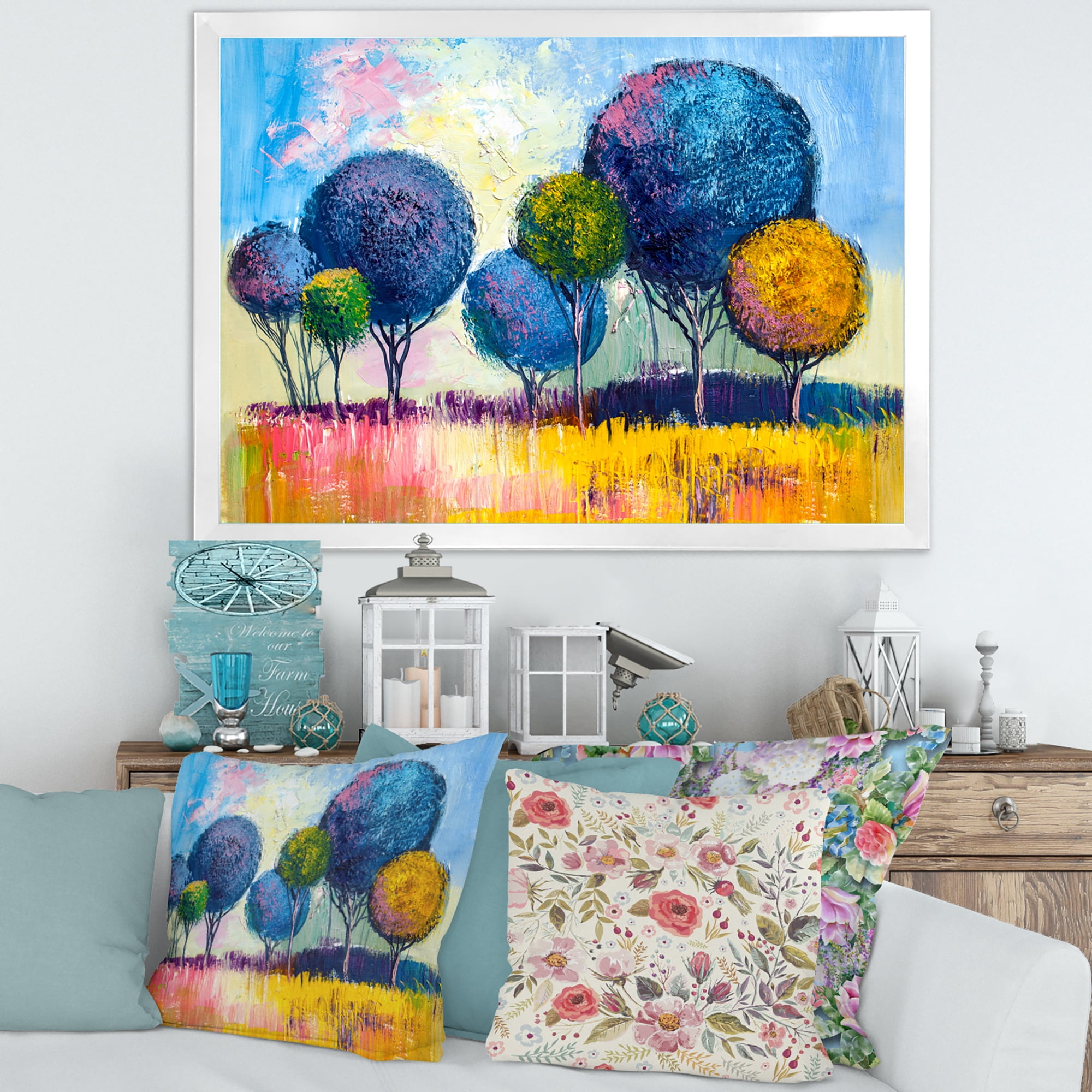 Designart 'Autumn Colorful Fantasy Trees III' Modern Framed Art Print