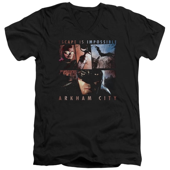 Arkham City - Escape Is Impossible - Slim Fit V Neck Shirt - X-Large