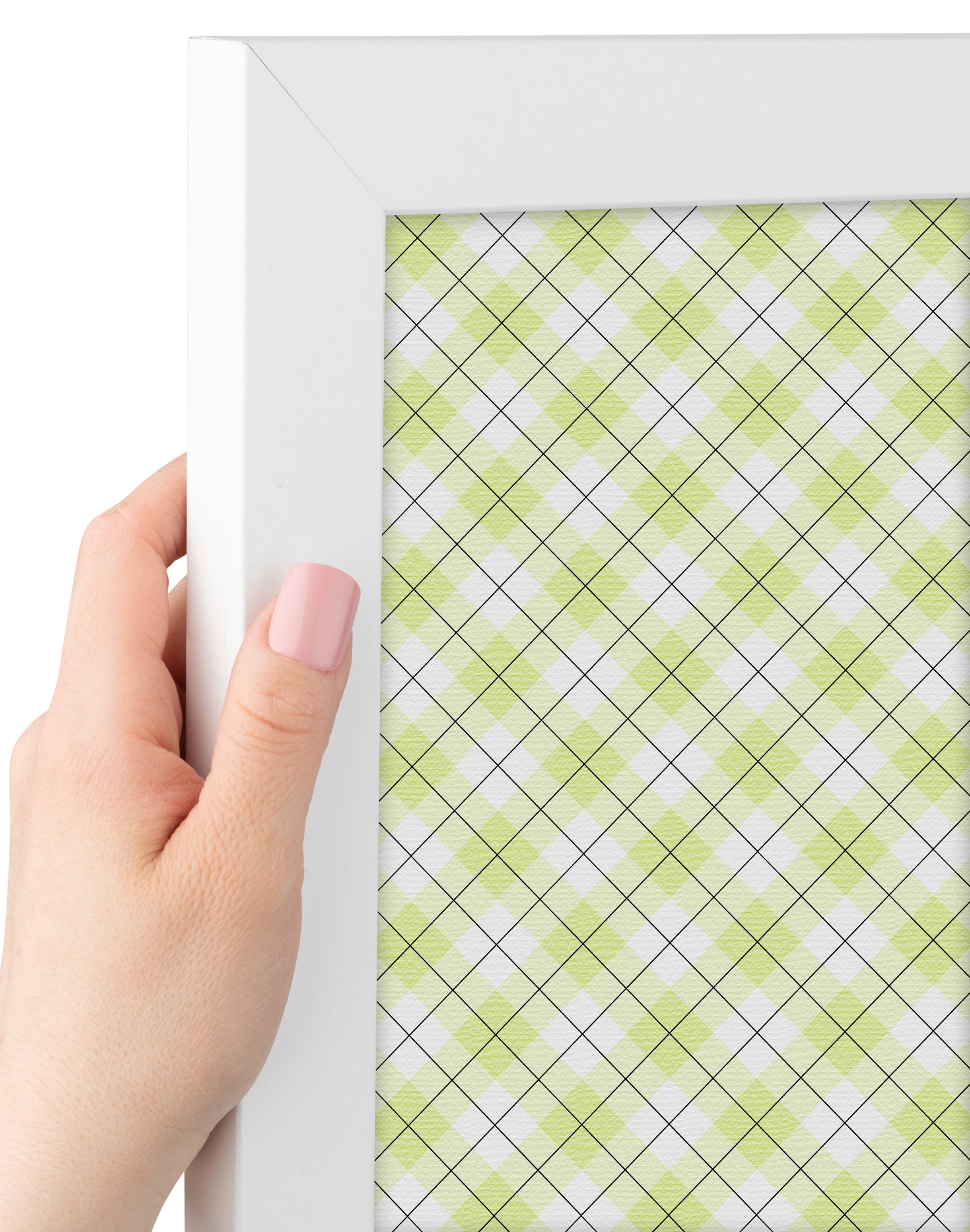 PinPix ArtToFrames 25x16 Custom Cork Bulletin Board Argyle Light Yellow   Poster Board Has a Fabric Style Canvas Finish, Framed in Satin White Frame (PinPix-642)