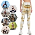 thumbnail image 4 of High Waisted Leggings for Women Regular & Plus - No See Through Tummy Control Cycling Workout Yoga Pants without Pockets White Gold Retro Chinese Building Pattern S, 4 of 6