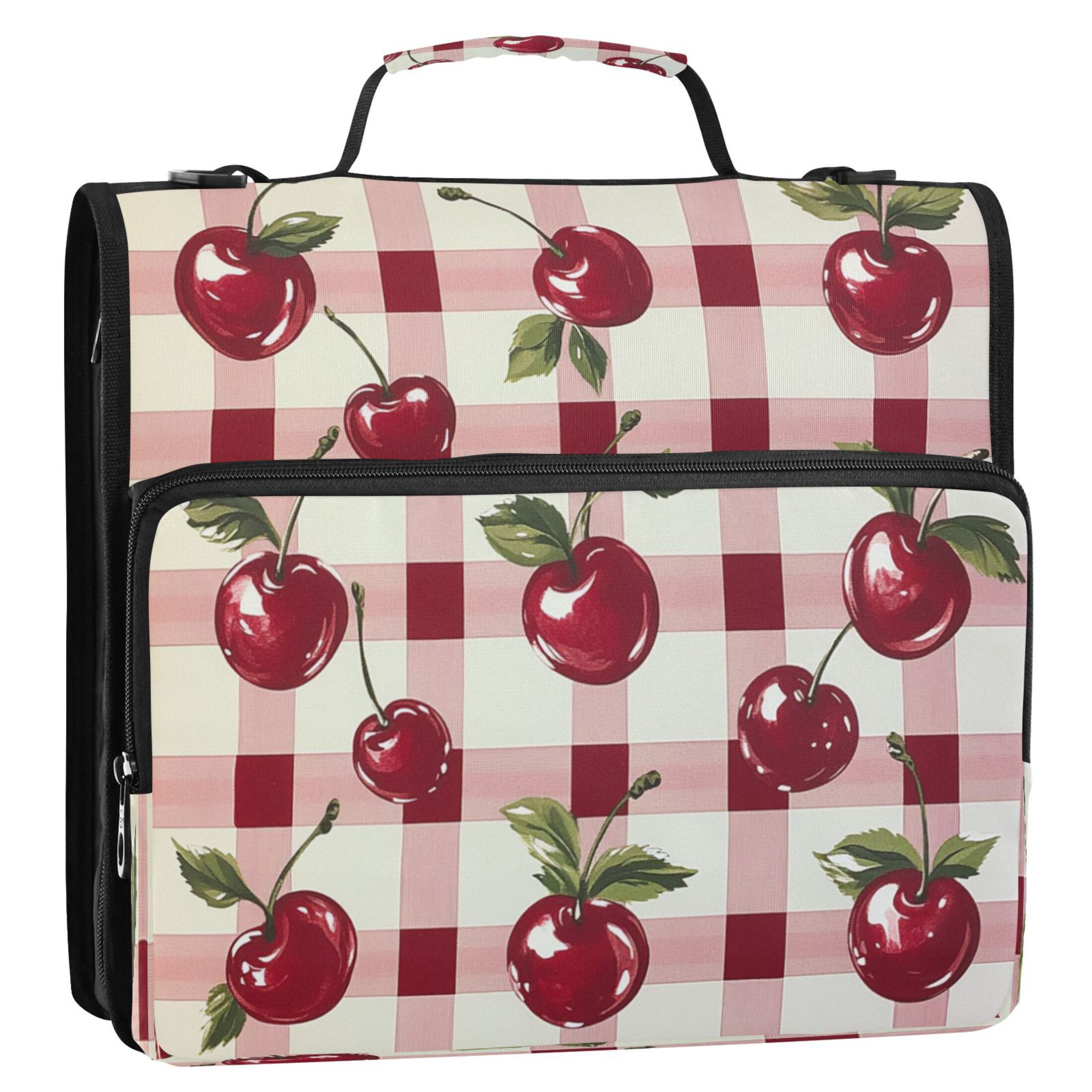 YAZAOO Zipper Binder trapper keeper Documents Organized Design Cherry Delight Printed