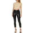 thumbnail image 2 of INSPIRE CHIC Women's Metallic Pattern Short Sleeves Party Crop T-Shirt S Gold, 2 of 7