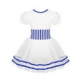 thumbnail image 2 of LiiYii Kids Girls Short Lace Puff Sleeves Ballet Skirt Tutu Lyrical Dance Dress Figure Ice Skating Outfit Blue 8, 2 of 7