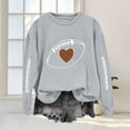 thumbnail image 2 of Yangnuo Women's Football Heart Graphic Crew Neck Sweatshirt Sleeve Stitch Print Loose Long Sleeve Casual Pullover Tops, 2 of 5