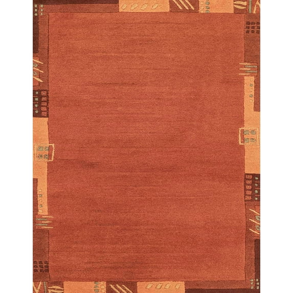 Ahgly Company Indoor Rectangle Abstract Orange Red Abstract Area Rugs, 8' x 12'