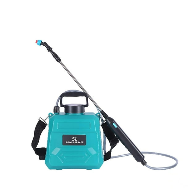 Pulverizador eléctrico de jardín con 3 boquillas de pulverización, multiusos, portátil, con un solo botón 5 Litros Verde