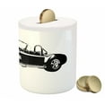 thumbnail image 3 of Cars Piggy Bank, American Aged Vehicle with Wealth Properties Engine Print, Ceramic Coin Bank Money Box for Cash Saving, 3.6" X 3.2", Black White, by Ambesonne, 3 of 4