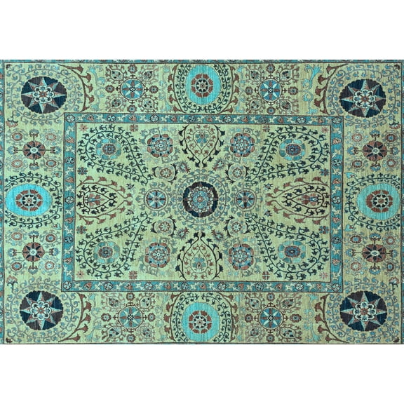 Ahgly Company Indoor Rectangle Abstract Light Blue Modern Area Rugs, 5' x 7'