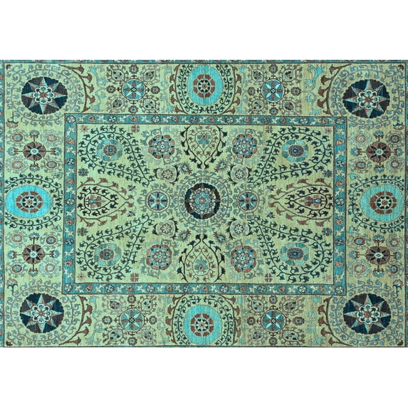 Ahgly Company Indoor Rectangle Abstract Light Blue Modern Area Rugs, 7' x 10'