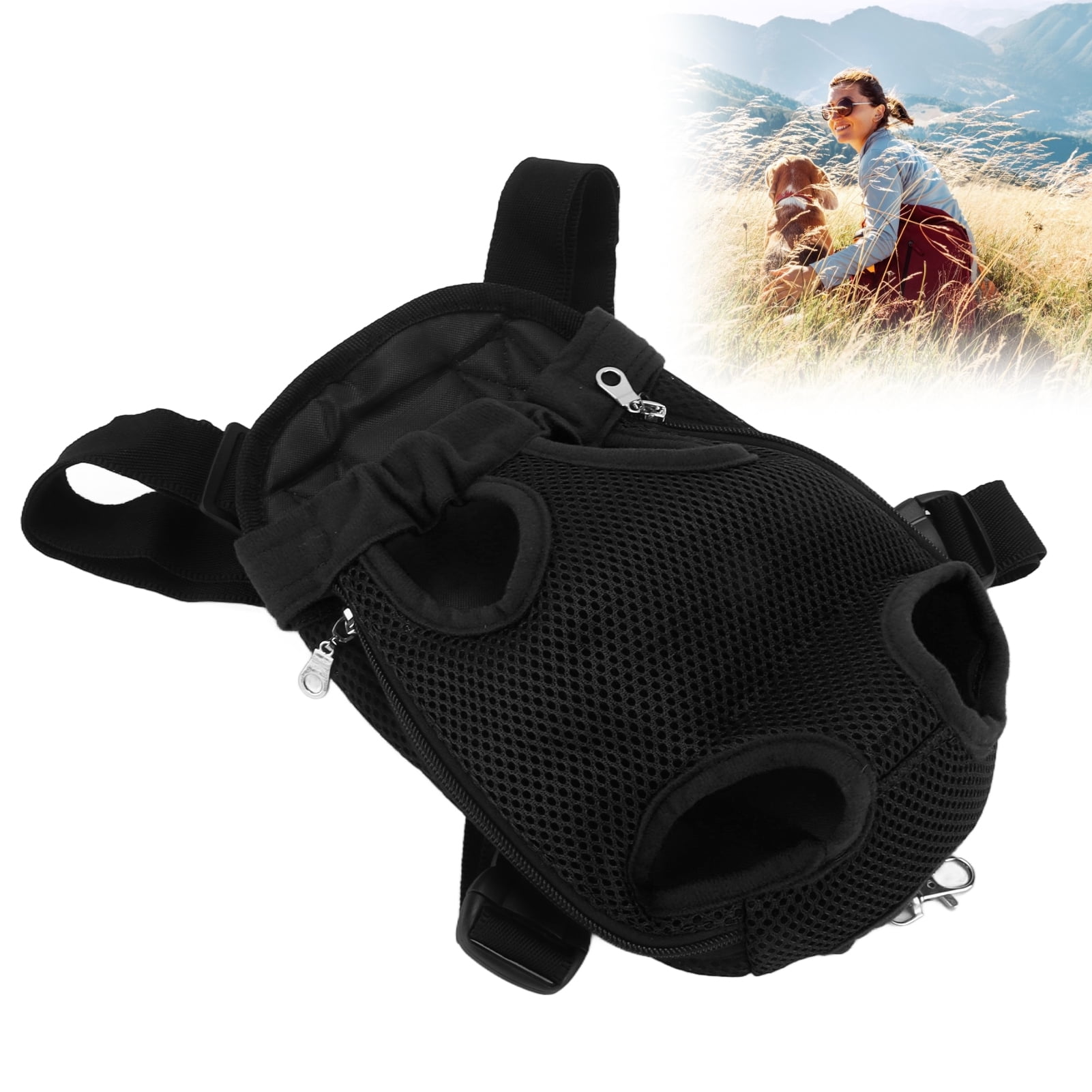 Pet Carrier Backpack, Breathable Pet Chest Backpack Elastic Opening Adjustable Nylon  For Motorcycle For Travel For Bike For Hiking