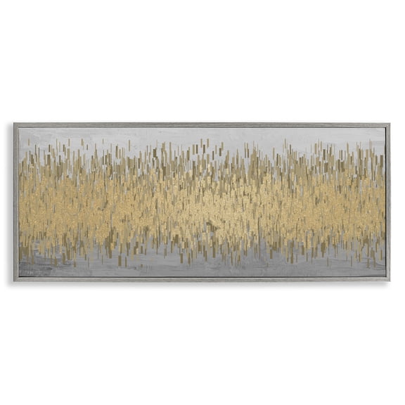 Stupell Industries Contemporary Balance Gold Abstract Gray Framed Giclee Art, 24 x 10, by Kim Allen