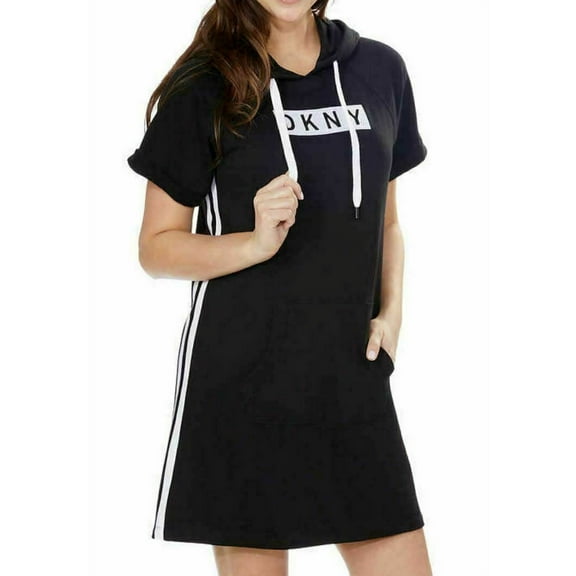 DKNY Womens Sport Logo Hoodie Dress;Small
