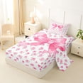 thumbnail image 2 of Erosebridal Pink Watercolor Bow Twin Sheet Sets for Girls, Rose Flower Floral Bedding, 3-Piece, 2 of 6