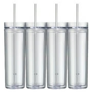 16 Oz  Clear Skinny Acrylic Tumbler Double Wall 4 pack