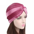 thumbnail image 4 of Dress Choice Women's Stretch Velvet Turbans Head Beanie Cover Twisted Pleated Headwrap Chemo Hair Cover Beanie Hats for Women Girls, 4 of 8