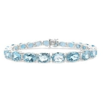 Color of Love 33.00 Carat Genuine Blue Topaz Women's Bracelet in Sterling Silver - 7"