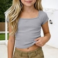 BOOMNY Toddler Girls Short Sleeve Crop Tops Solid Ribbed Base T-Shirts ...