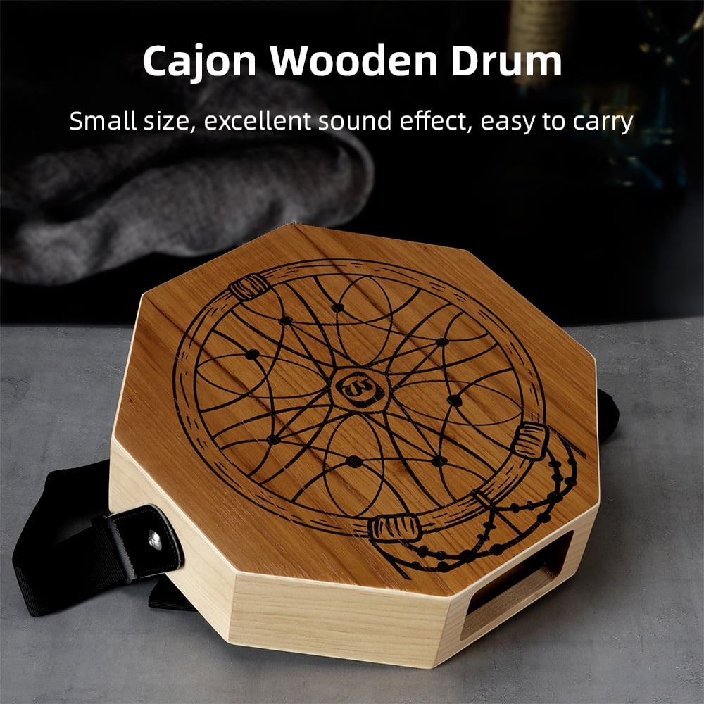 Percussion Instrument,Color Percussion With 2-tone Flat Hand Drum 2-tone Flat Percussion With Adjustable Drum Color Percussion Hand Drum Color Cajon Wooden Drum Wooden Drum 2-tone Rusuo