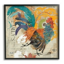 Stupell Country Rooster Vintage Collage Animals & Insects Painting Black Framed Art Print Wall Art
