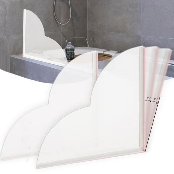2Pcs Shower Splash Guard, Detachable Shower Corner Water Guard, Acrylic Panel and Silicone Base with Self-Adhesive, Stop Water Splashing from The Bathtub During Showers