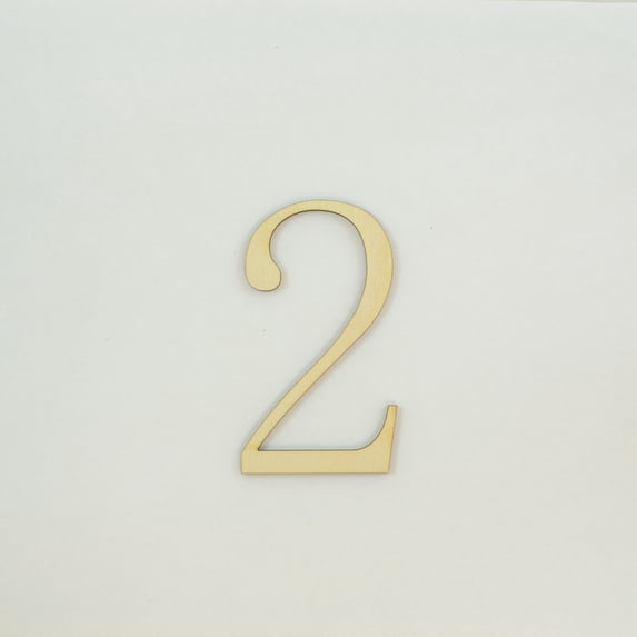 1 Pc, 12 Inch X 1/8 Inch Thick Fangsong Font Wood Numbers 2