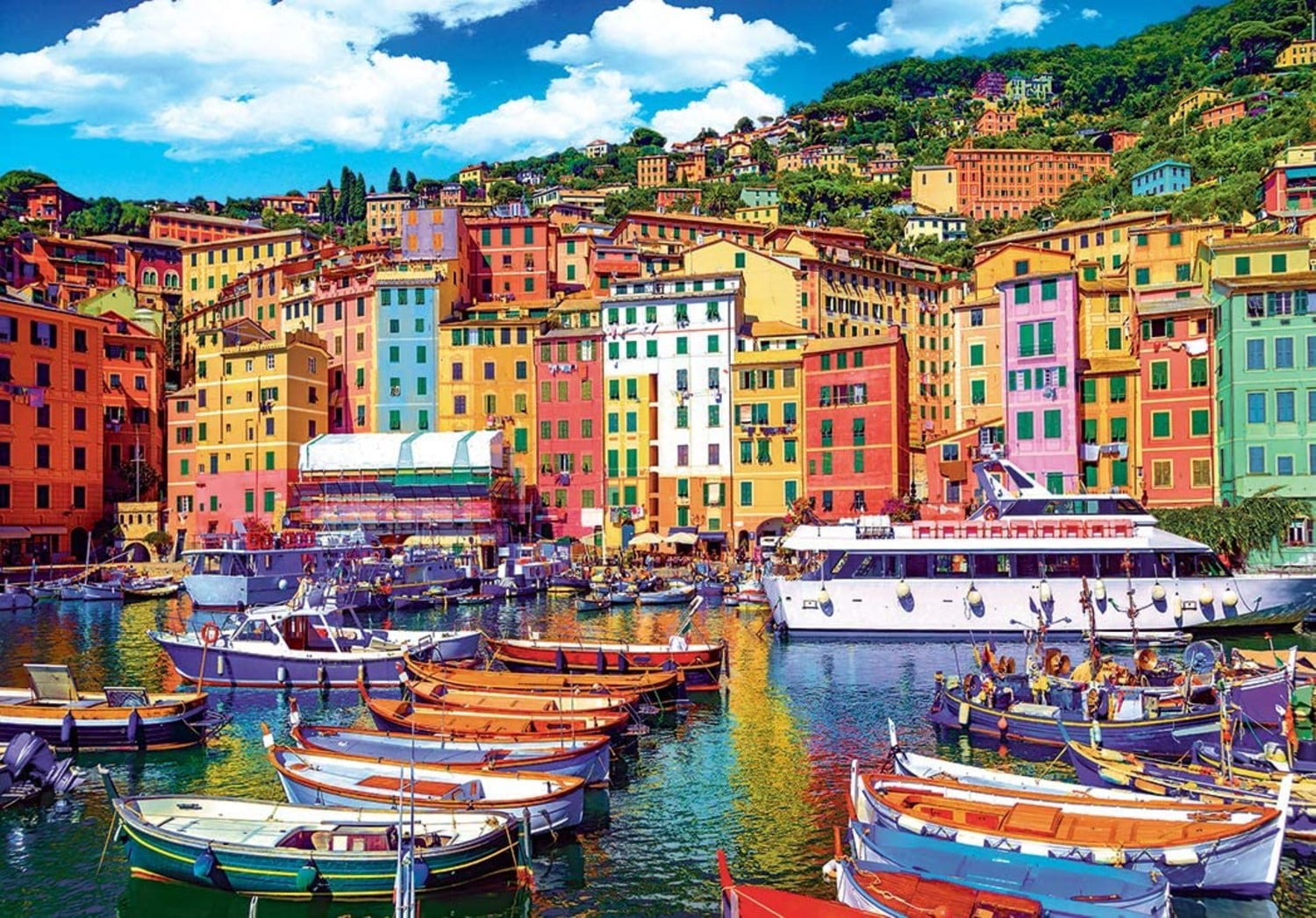 Kodak Premium Puzzles: Old Town Harbor of Camogli, Genoa, Italy 1500 Piece Jigsaw Puzzle