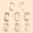 thumbnail image 4 of 8pcs Toe Rings Open Barefoot Foot For Women Girl Beach Vacation Toe Women's Rings Summer Accessories Silver resizable, 4 of 6
