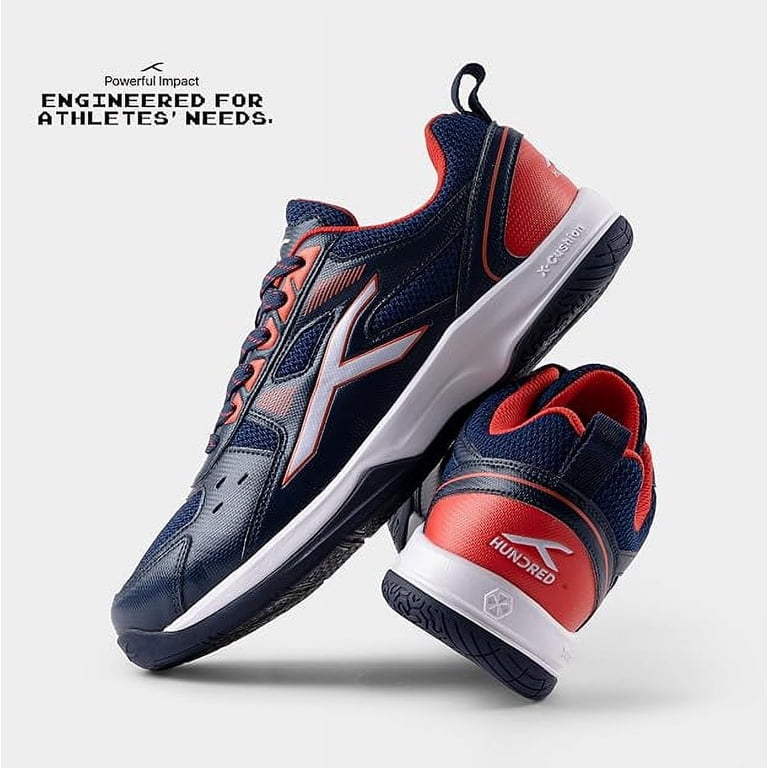 Hundred HBFS-2M153-8-11.0 Race Badminton Shoes - Navy & Orange Red