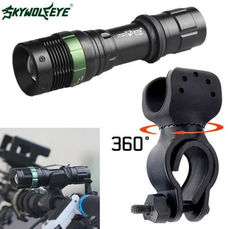 360 Degree Led Flashlight - Super Bright CREE XML T6 LED Zoomable Flashlight Bicycle 360°Mount Clip