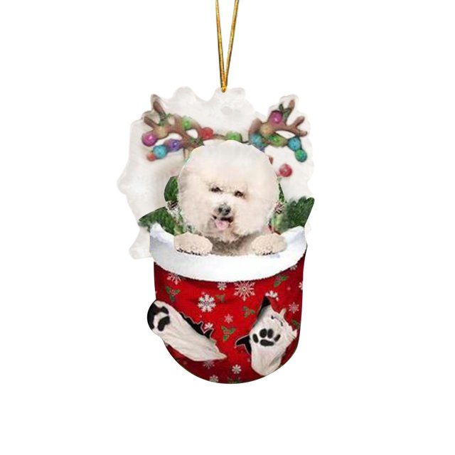 G Funny Christmas Tree Decorations Dog Themed Stocking Hanging Ornaments Plastic Material 3.14X2.75 Inches For Tree Wall Door Car Decor