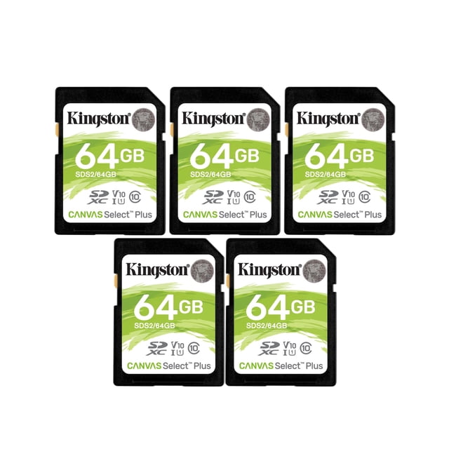 Tarjeta de memoria Kingston Canvas Select Plus de 64 GB SDHC (paquete de 5)