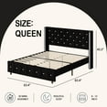 thumbnail image 6 of 4 EVER WINNER Queen Bed Frame, Velvet Upholstered Platform Bed Frame with Diamond Tufted Headboard and Wingback, Black, 6 of 7
