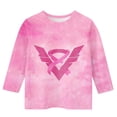 thumbnail image 3 of Nmnitkp Girls Long Sleeve Shirts Breast Cancer Casual Print Pattern 3/4 Sleeve Round Neck Foundation Shirt Pink,12-13 Years, 3 of 4
